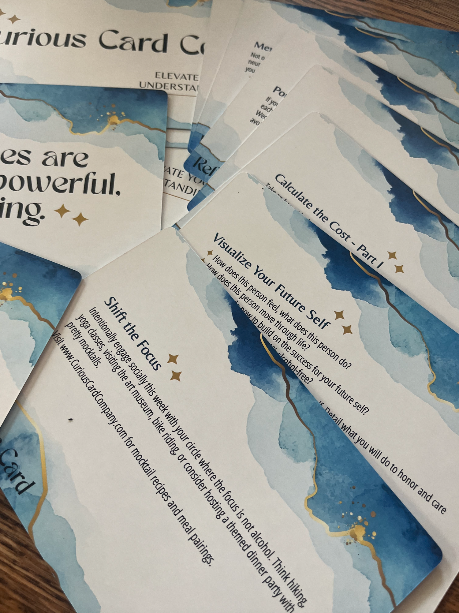The Curious Card Company cards are designed for you to take a deep dive into your relationship with alcohol, and they include an action to assist you.